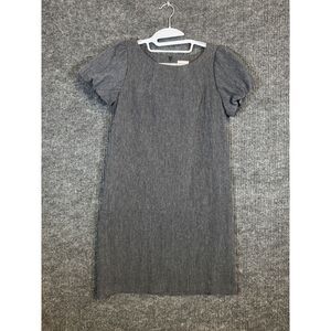 MK2K Charcoal Black Wool Blend Puff Sleeve Shift Dress Size M‎